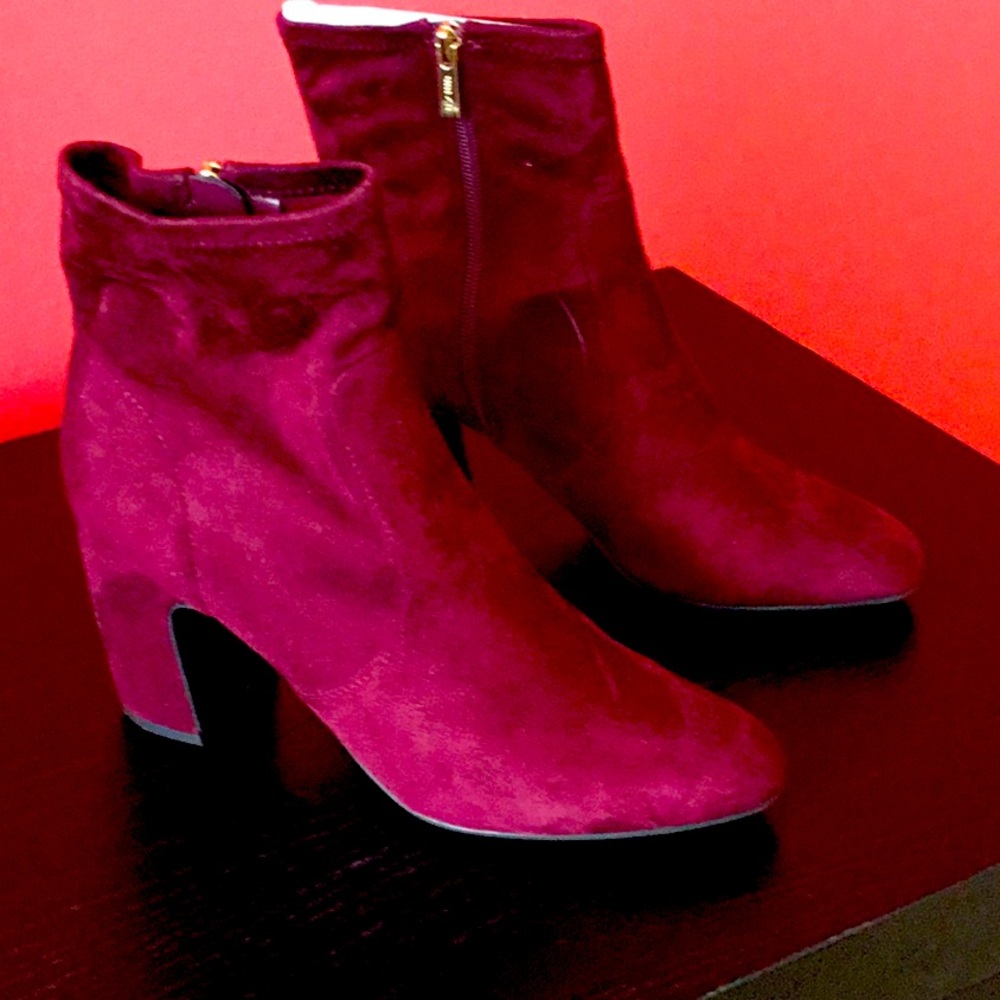 Unisa Dark Red Fabric Ankle Boots